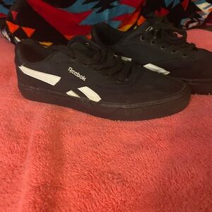 Reebok Men's Black Sneakers with White Stripes